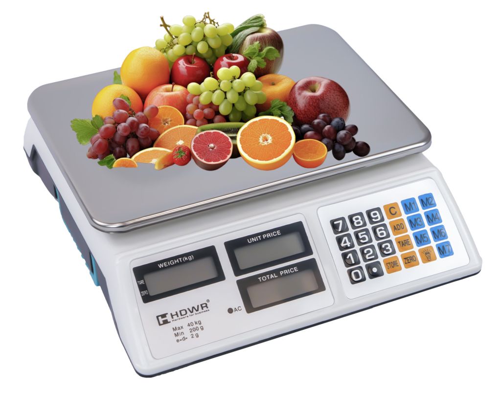 Electronic shop scales up to 40 kg, displays, wireless operation, compact, wagPRO-S40