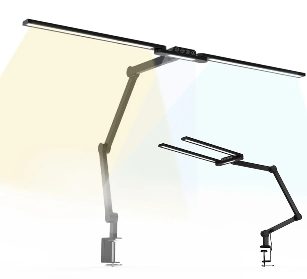 LED desk lamp with adjustable temperature and brightness, 1550 lm, desk lamp, screwed to the tabletop, LumixDesk-04