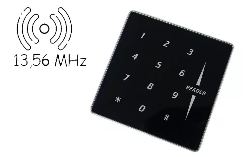 Čítačka na kontrolu prístupu pre 13,56 MHz RFID kartu a heslo, Wiegand 26-34, DC 9V-16V, dotyková klávesnica, kompaktná SecureEntry-AC800HF