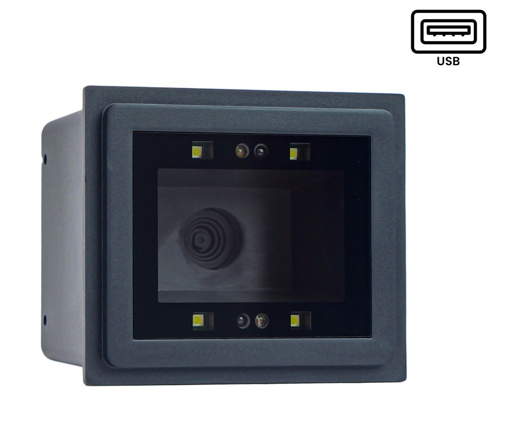Stationary QR 2D code scanner, stationary reader, wired, industrial, USB, automatic scan, LCD display, HD340