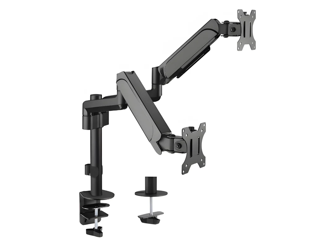 Cadre de montage pour moniteur double, montage à ressort, norme VESA, noir mat, HDWR SolidHand-AS02