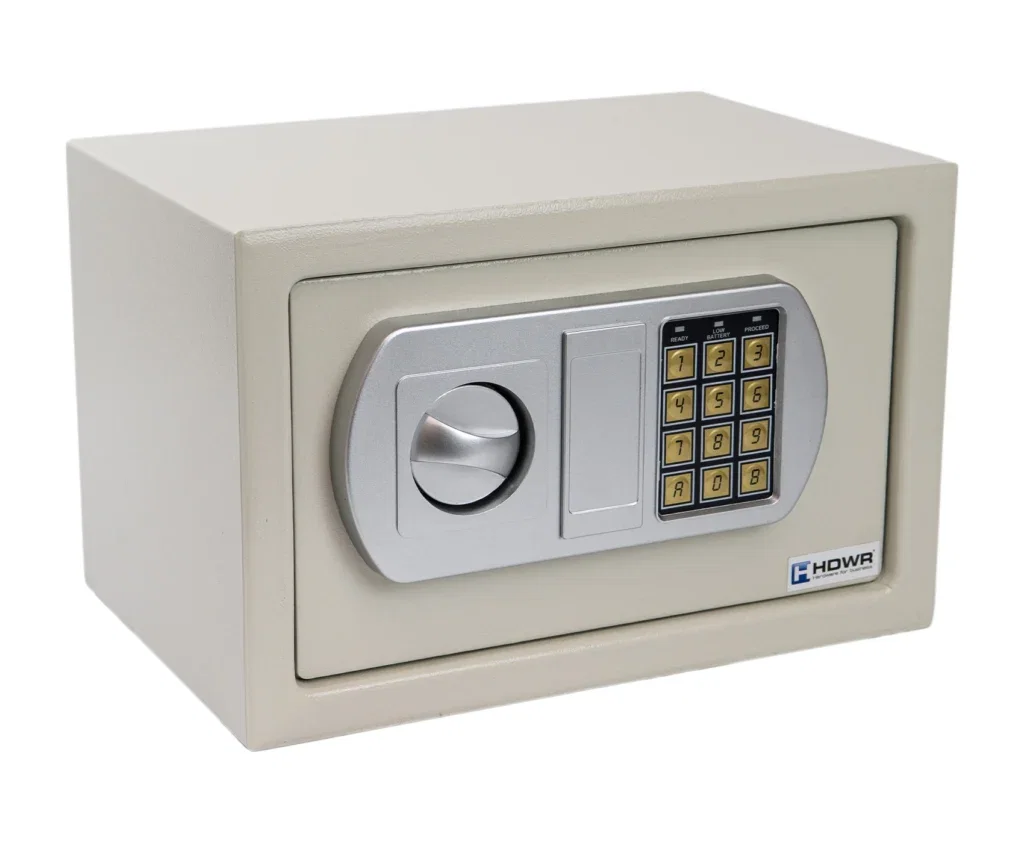 Small safe with electronic lock and emergency key SecureBox-30