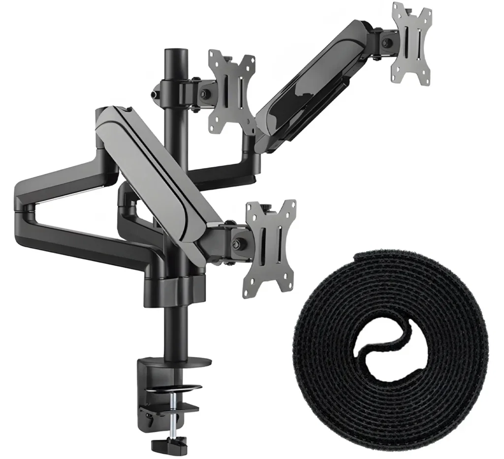 Stolní držák na 3 monitory 17"-27" SolidHand-AS03 + Pásek na kabely na suchý zip SolidHand-CM01T