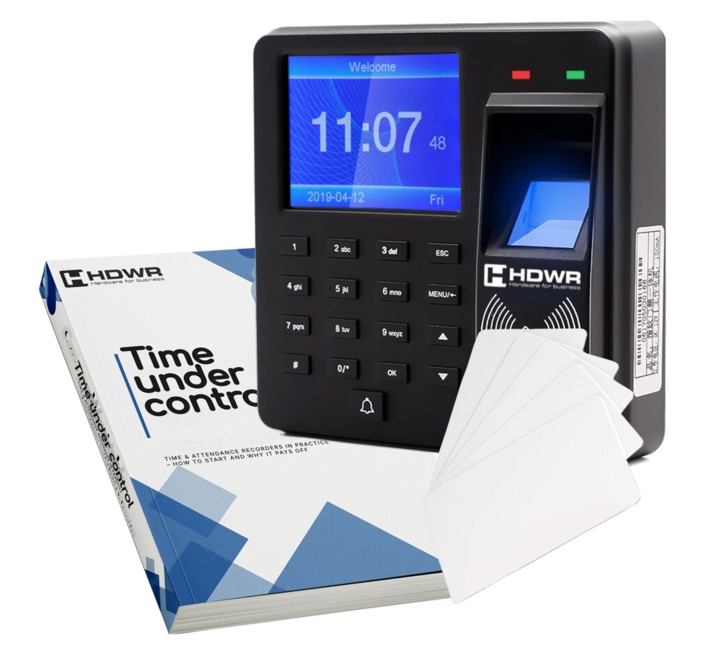 Darbo laiko registratorius CTR10 su 15 RFID kortelių ir el. knyga „Time under control“ (anglų k.)