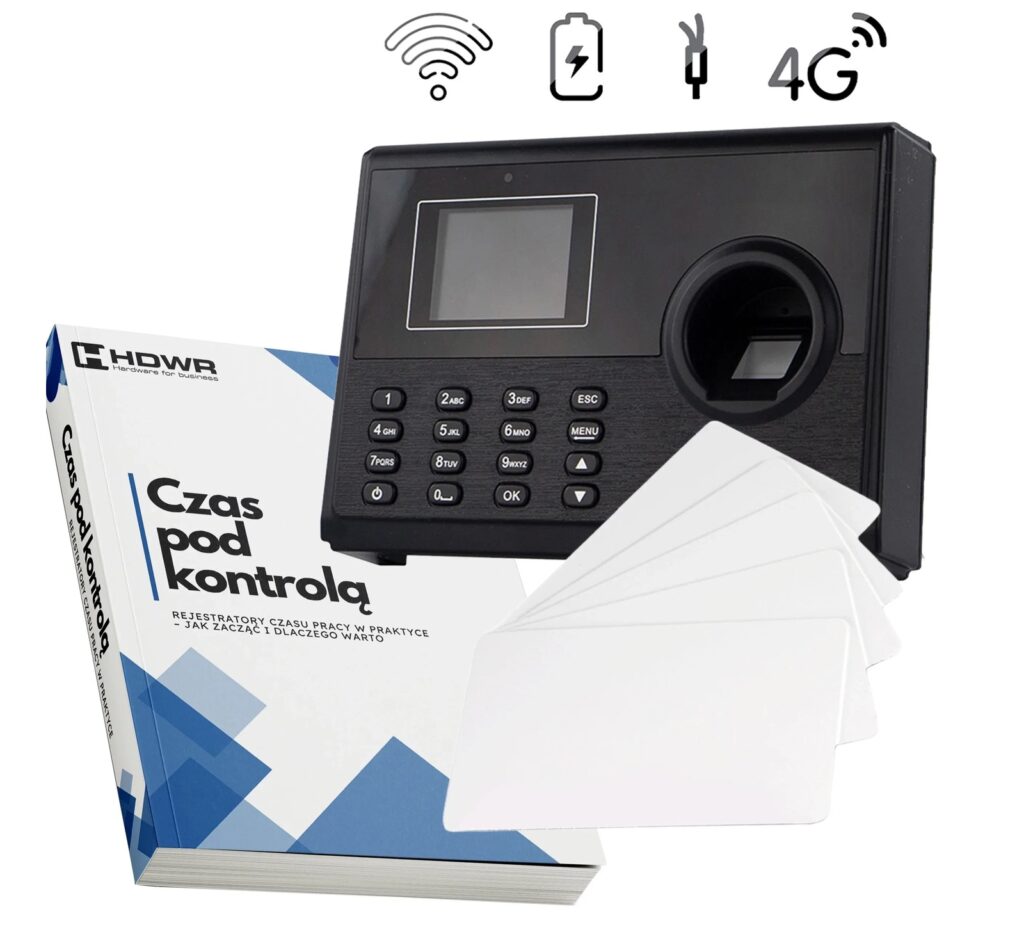 Rejestrator czasu pracy TimeLok-400 z 10 kartami RFID i e-bookiem „Czas pod kontrolą”